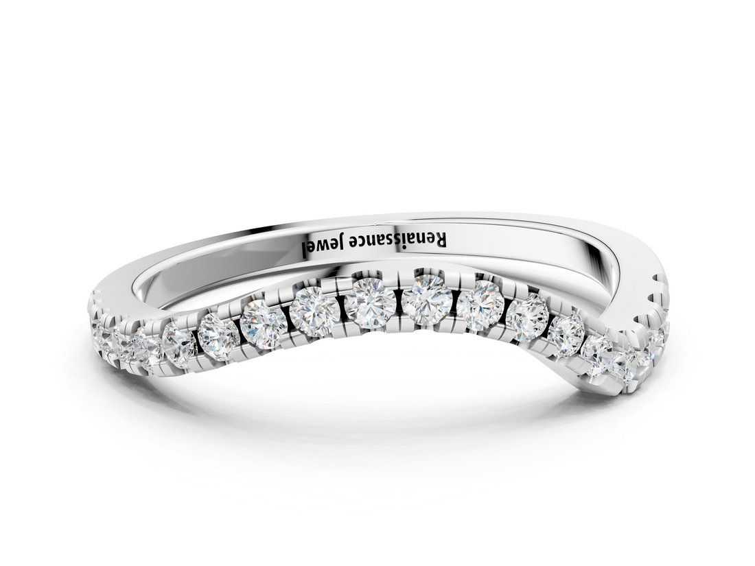 White gold Round Diamond Pavé Twist Band with U-Prong Setting_23