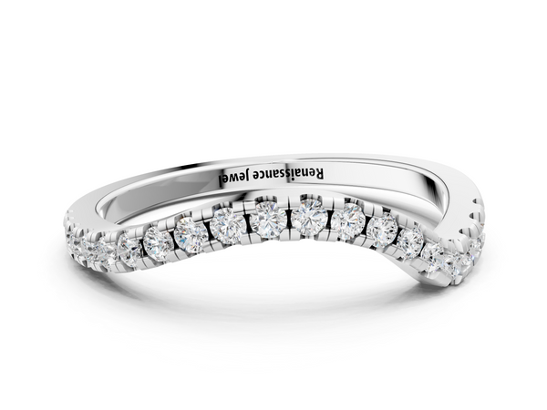Silver Round Diamond Pavé Twist Band with U-Prong Setting