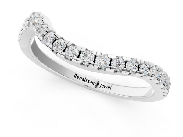 White gold Round Diamond Pavé Twist Band with U-Prong Setting