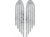 White gold Round Diamond Pavé Waterfall Drop Earrings
