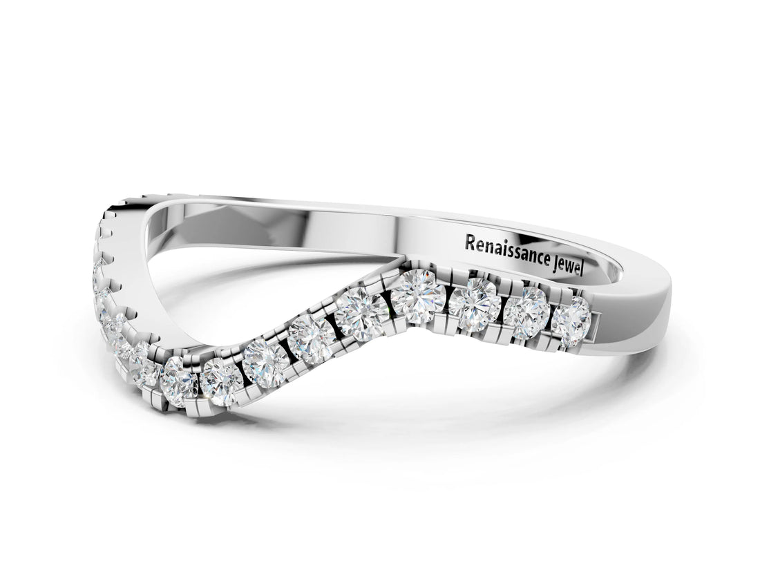 White gold Round Diamond Pavé Wave Band with Shared Prong Setting_6