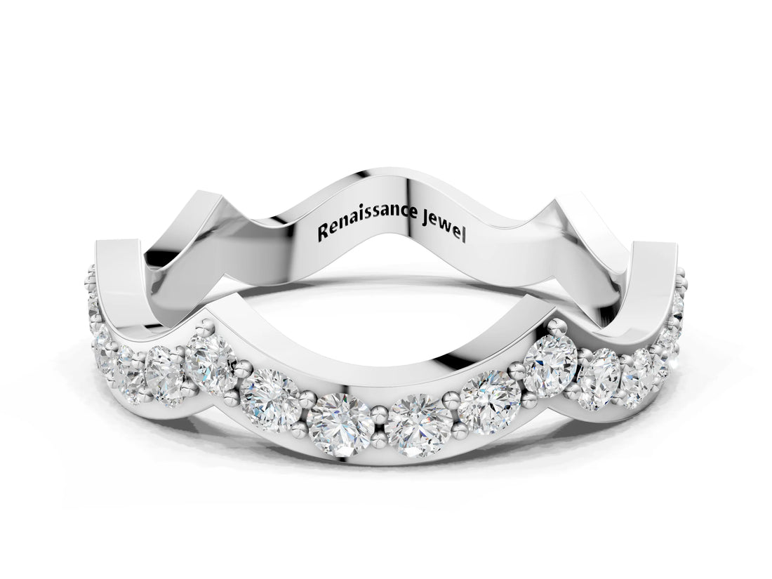 White gold Round Diamond Pavé Zigzag Eternity Band_12