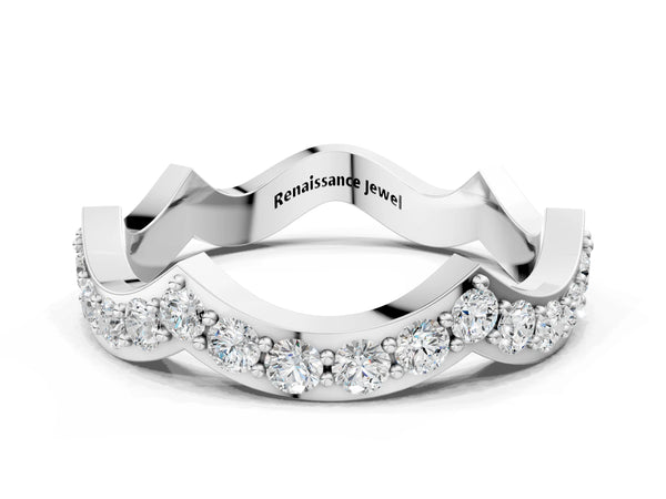 Platinum Round Diamond Pavé Zigzag Eternity Band
