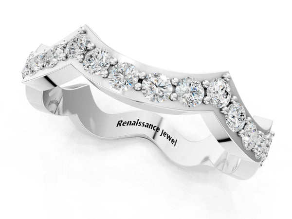 Platinum Round Diamond Pavé Zigzag Eternity Band