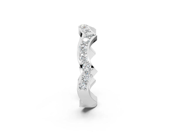 White gold Round Diamond Pavé Zigzag Eternity Band
