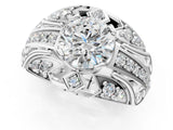 White gold Round Diamond Pave Art Deco Split Shank Ring with Four-Prong Setting_15