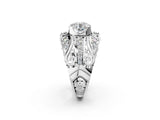 White gold Round Diamond Pave Art Deco Split Shank Ring with Four-Prong Setting_16