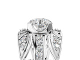 White gold Round Diamond Pave Art Deco Split Shank Ring with Four-Prong Setting_19