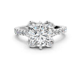 White gold Round Diamond Pave Band with Floral Prong Setting_54