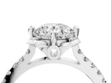 White gold Round Diamond Pave Band with Floral Prong Setting_58
