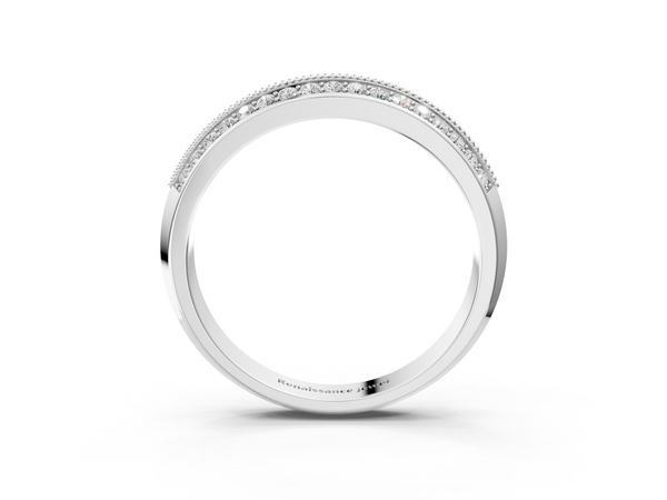 Platinum Round Diamond Pave Eternity Band with Milgrain Edging