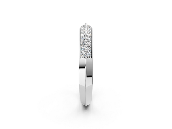 White gold Round Diamond Pave Eternity Band with Milgrain Edging