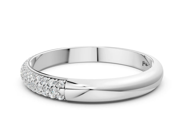 White gold Round Diamond Pave Eternity Band with Shared Prong Setting