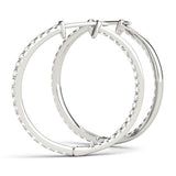 White gold Round Diamond Pave Hoop Earrings with Channel Setting 1