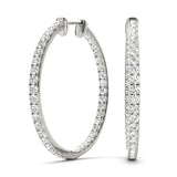 White gold Round Diamond Pave Hoop Earrings with Channel Setting