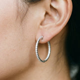 White gold Round Diamond Pave Hoop Earrings with Channel Setting_12