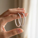 White gold Round Diamond Pave Hoop Earrings with Channel Setting_13