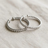 White gold Round Diamond Pave Hoop Earrings with Channel Setting_14