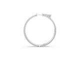 Silver 1.13 Carat E VS Round Diamond Pave Hoop Earrings with Prong Setting