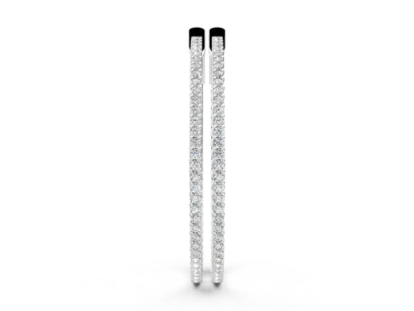 White gold Round Diamond Pave Hoop Earrings with Prong Setting
