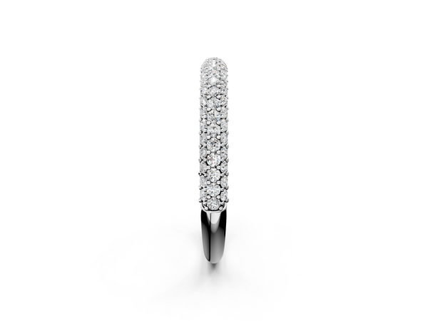 Silver Round Diamond Pavé Eternity Band with Shared Prong Setting