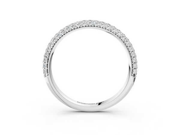Silver Round Diamond Pavé Eternity Band with Shared Prong Setting