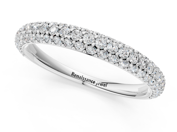 Platinum Round Diamond Pavé Eternity Band with Shared Prong Setting