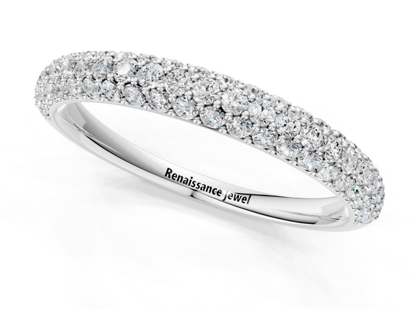 White gold Round Diamond Pave Set White Gold Eternity Band