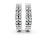 White gold Round Diamond Petite Double Row Huggie Hoop Earrings_18