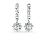 White gold Round Diamond Petite Hoop Earrings with Sunflower Drop