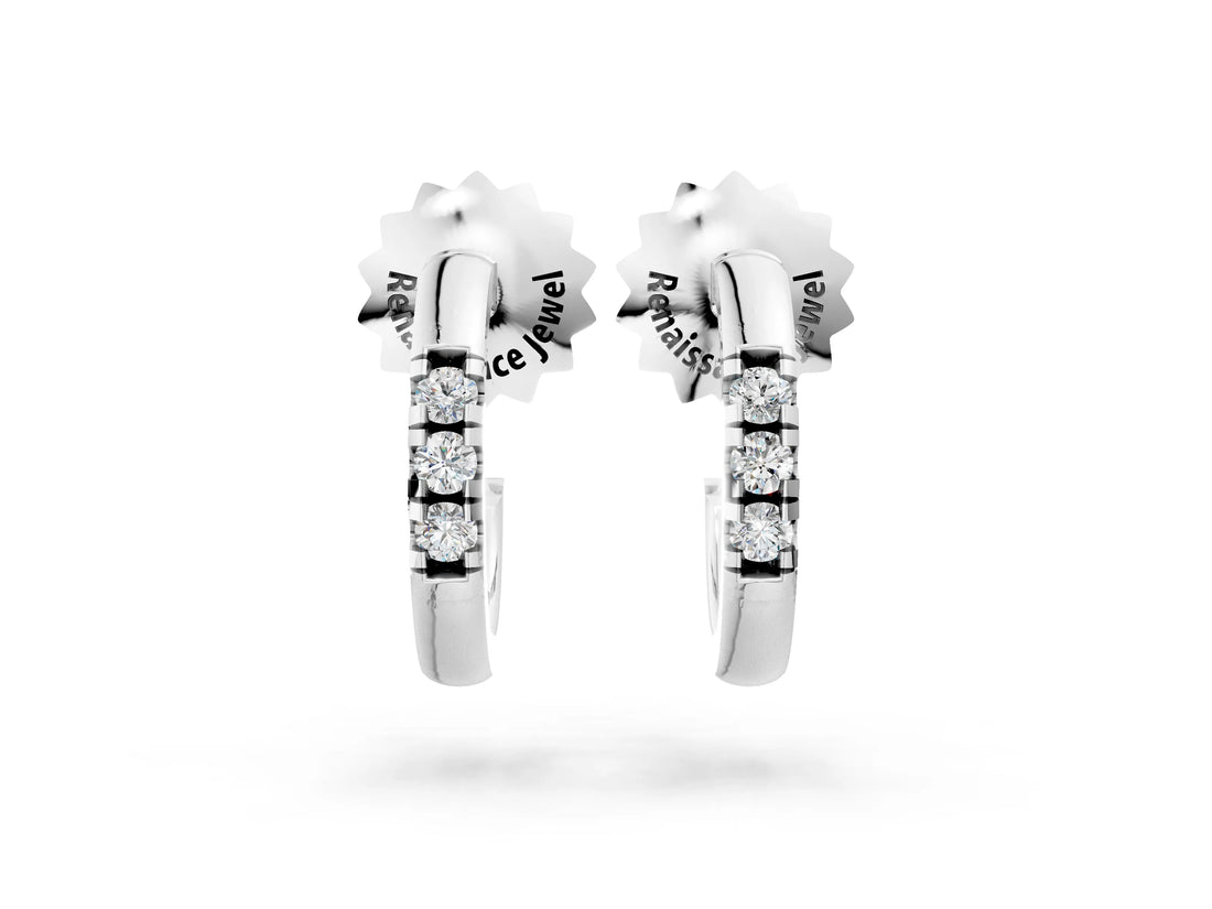 White gold Round Diamond Petite Huggie Hoop Earrings_4