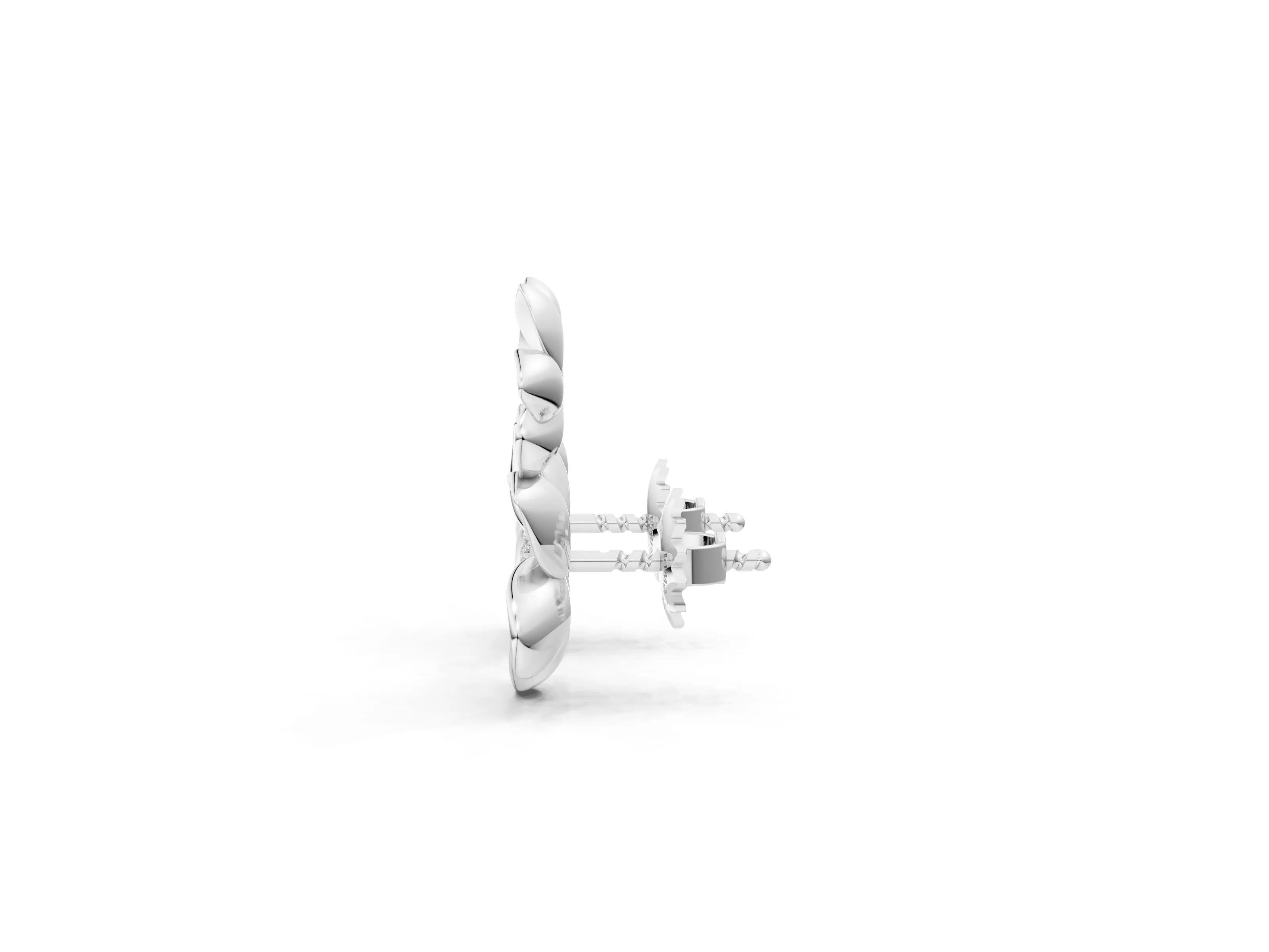 White gold Round Diamond Plumeria Climber Earrings_1