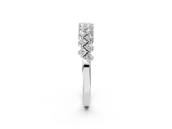 White gold Round Diamond Prong Set Chevron Band