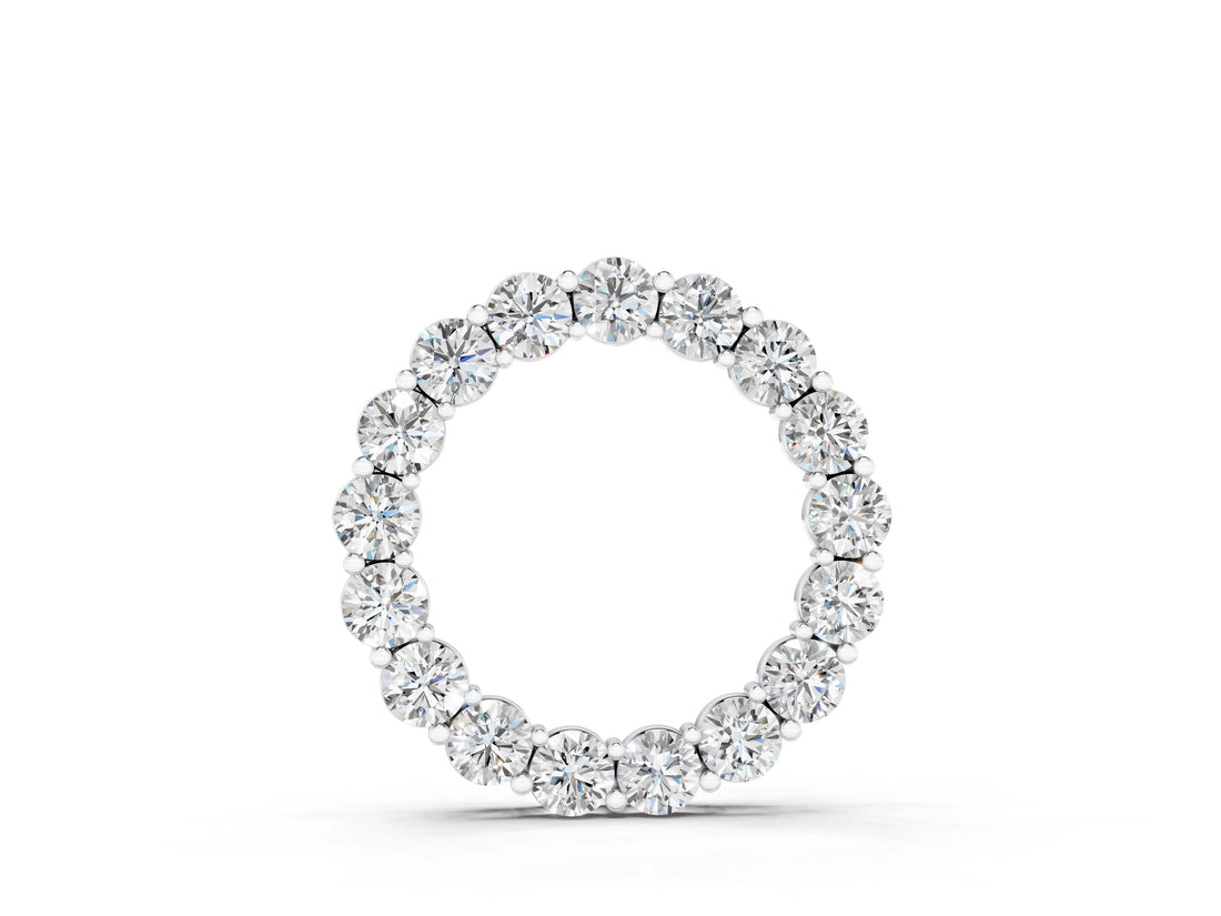 Silver 3.36 Carat E VS Round Diamond Prong-Set Circle Pendant