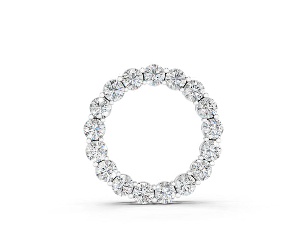 Silver 3.36 Carat E VS Round Diamond Prong-Set Circle Pendant