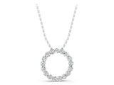 Silver 3.36 Carat E VS Round Diamond Prong-Set Circle Pendant