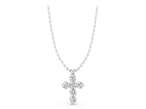 White gold Round Diamond Prong Set Cross Pendant_30