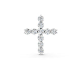 Silver 1.14 Carat E VS Round Diamond Prong-Set Cross Pendant