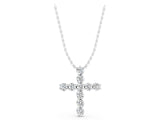 Silver 1.14 Carat E VS Round Diamond Prong-Set Cross Pendant