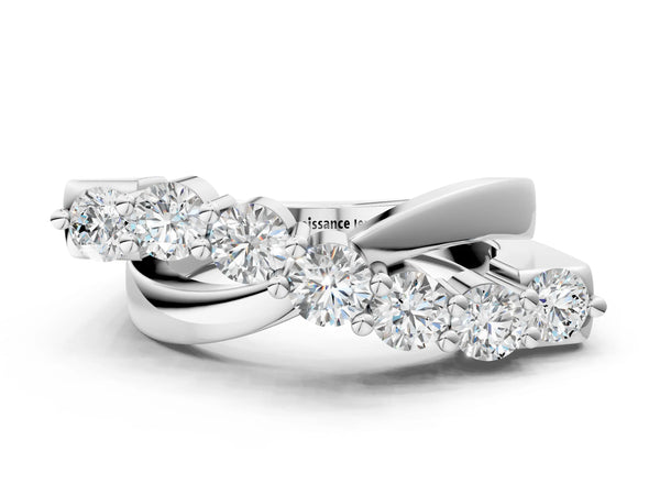 Platinum Round Diamond Prong-Set Crossover Band