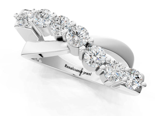 Platinum Round Diamond Prong-Set Crossover Band
