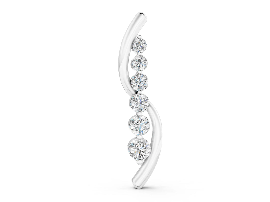 White gold Round Diamond Prong-Set Curved Pendant_3