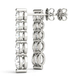 White gold Round Diamond Prong Set Drop Earrings 1