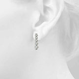 White gold Round Diamond Prong Set Drop Earrings 4