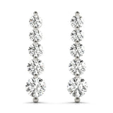 White gold Round Diamond Prong Set Drop Earrings