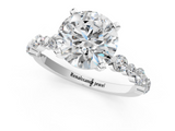 White gold Round Diamond Prong Set Engagement Ring with Pave Band_222