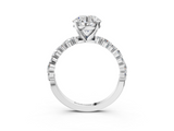White gold Round Diamond Prong Set Engagement Ring with Pave Band_224