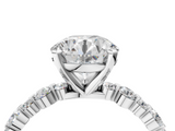 White gold Round Diamond Prong Set Engagement Ring with Pave Band_224
