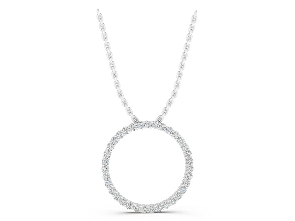 Silver Round Diamond Prong-Set Eternity Pendant