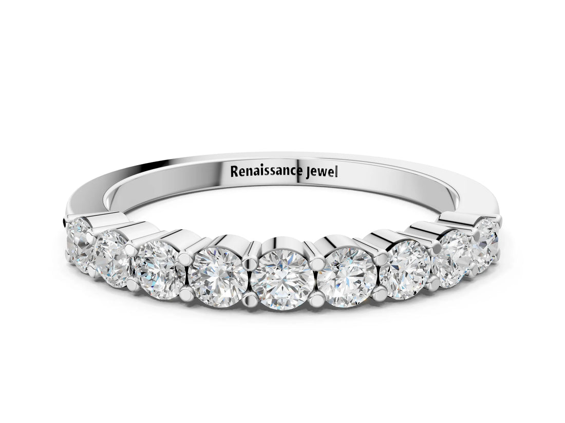 White gold Round Diamond Prong Set Half-Eternity Band_11